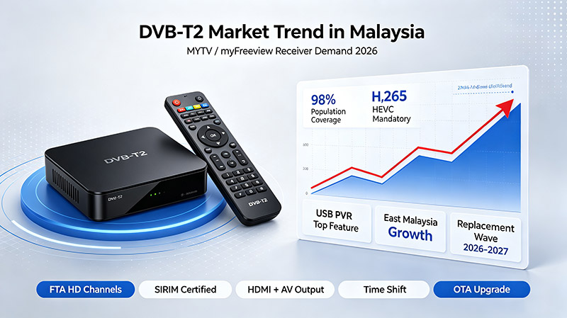 Trend na rynku DVB-T2 w Malezji (2026 myFreeview / MYTV)
